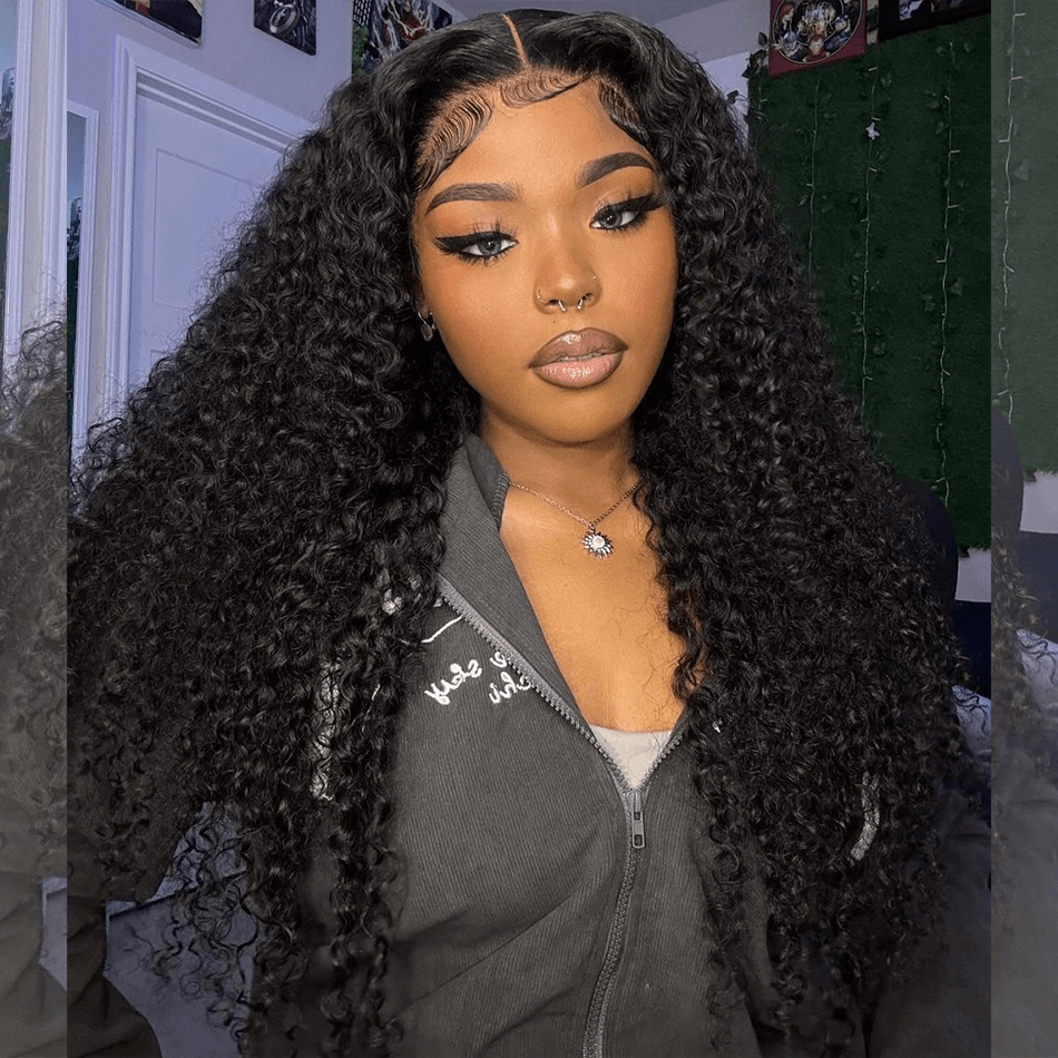 Tuneful 13x6 Transparent Lace Front Human Hair Wigs Malaysian Jerry Curly Wigs