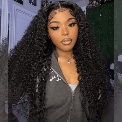 Tuneful 13x6 Transparent Lace Front Human Hair Wigs Malaysian Jerry Curly Wigs