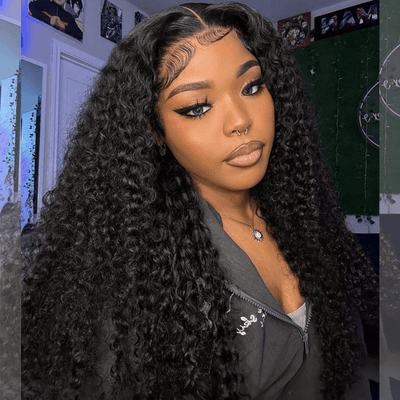 Tuneful 13x6 Transparent Lace Front Human Hair Wigs Malaysian Jerry Curly Wigs