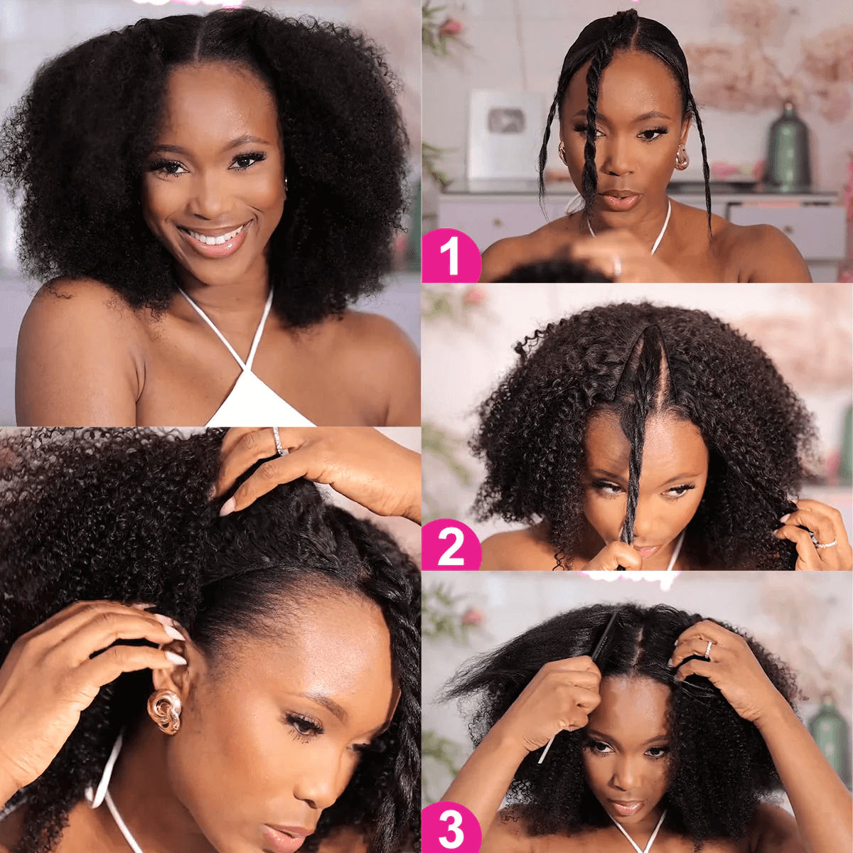 Natural Curly Seamless V-Part Wig