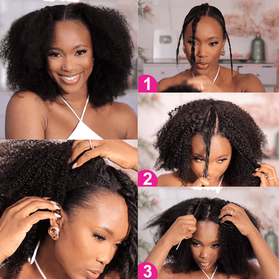 Natural Curly Seamless V-Part Wig