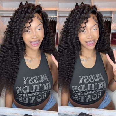 Tuneful 13x6 Transparent Lace Front Human Hair Wigs Malaysian Jerry Curly Wigs