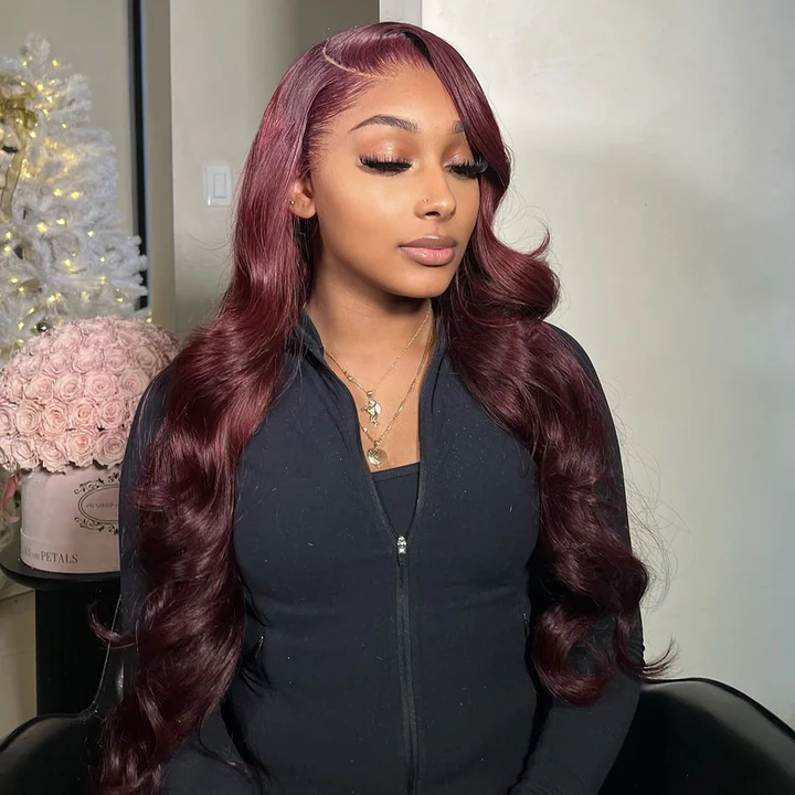 Tuneful Plum Wine Burgundy 99J Colored Human Hair Wigs