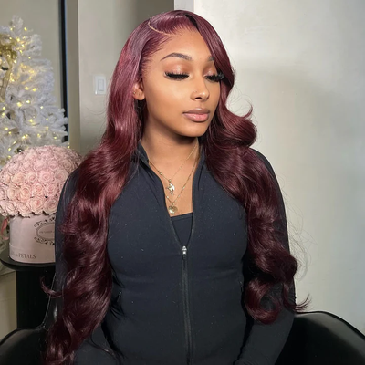 Tuneful Plum Wine Burgundy 99J Colored Human Hair Wigs