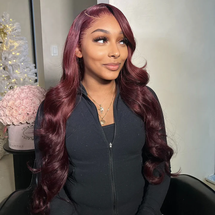 Tuneful Plum Wine Burgundy 99J Colored Human Hair Wigs