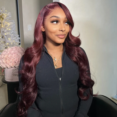 Tuneful Plum Wine Burgundy 99J Colored Human Hair Wigs
