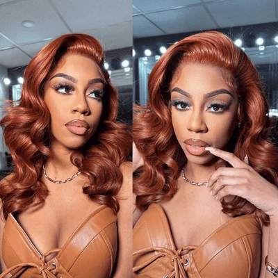 Tuneful Cooper Brown Colored Body Wave 13x6 Lace Front 6x5 Wear Go Human Hair Wigs