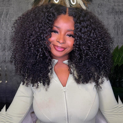 Tuneful 250% Density Double Drawn Kinky Curly Fluffy Human Hair Wigs