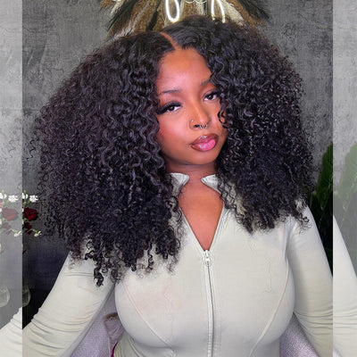 Tuneful 250% Density Double Drawn Kinky Curly Fluffy Human Hair Wigs