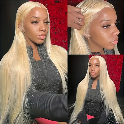 [2Wigs 13x6] Blonde Straight & Natural Black Jerry Curly 28 Inches Lace Frontal Wigs