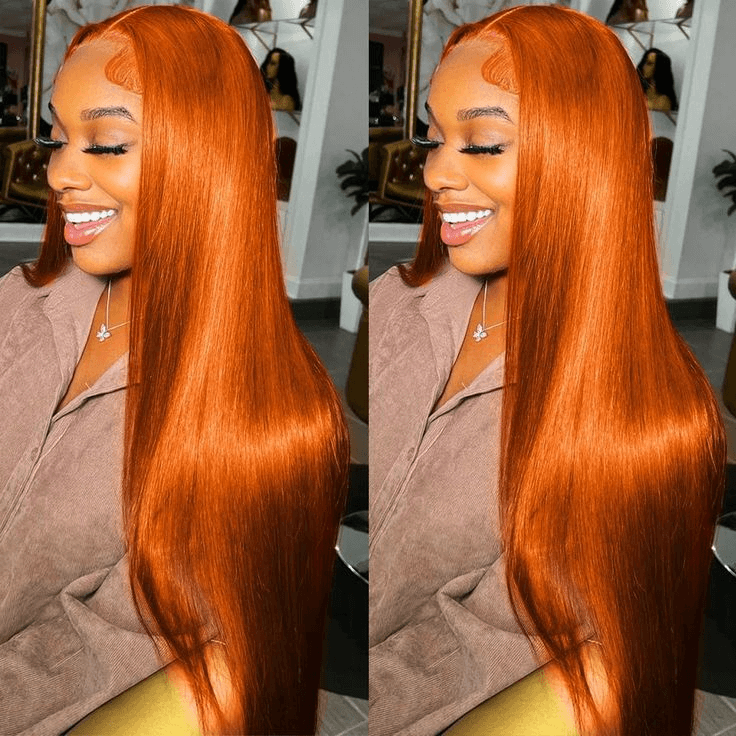 Tuneful Super Deal Orange Ginger Colored 13x6 Lace Frontal 10A Virgin Human Hair Wigs