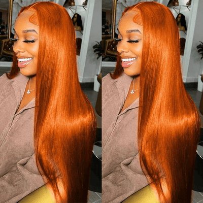Tuneful Super Deal Orange Ginger Colored 13x6 Lace Frontal 10A Virgin Human Hair Wigs