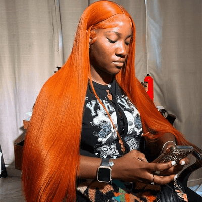 Tuneful Super Deal Orange Ginger Colored 13x6 Lace Frontal 10A Virgin Human Hair Wigs