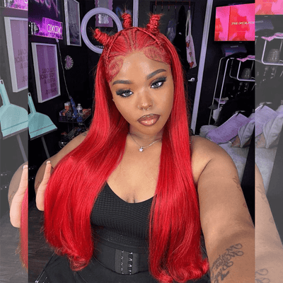 Tuneful Super Deal Red Colored 13x6 Lace Frontal 10A Virgin Human Hair Wigs