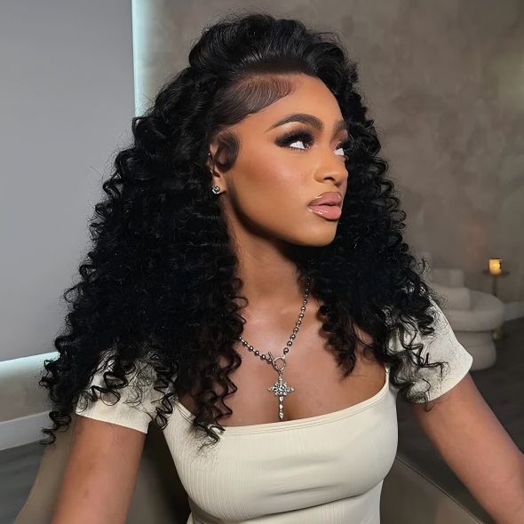 210% Density Wand Curl Lace Front Human Hair Wigs Glueless Wigs