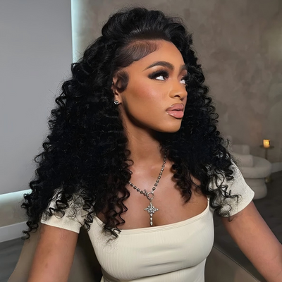 210% Density Wand Curl Lace Front Human Hair Wigs Glueless Wigs