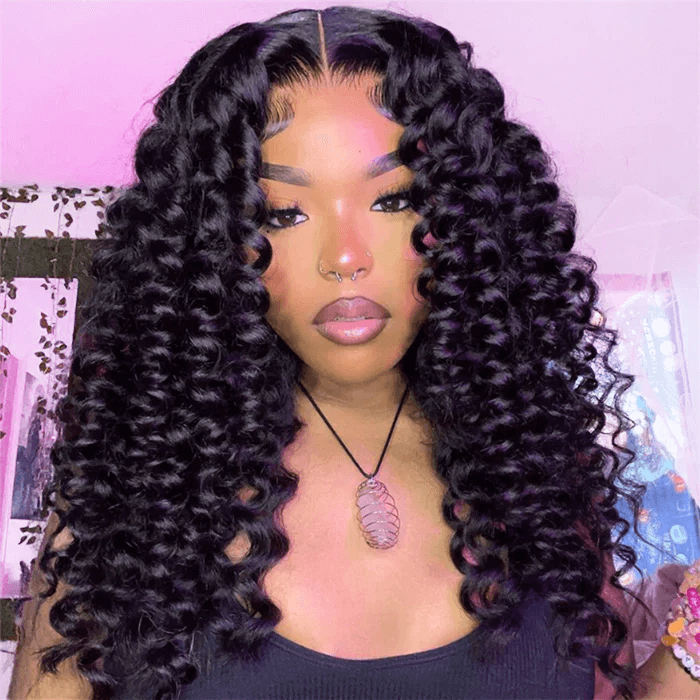 210% Density Wand Curl Lace Front Human Hair Wigs Glueless Wigs