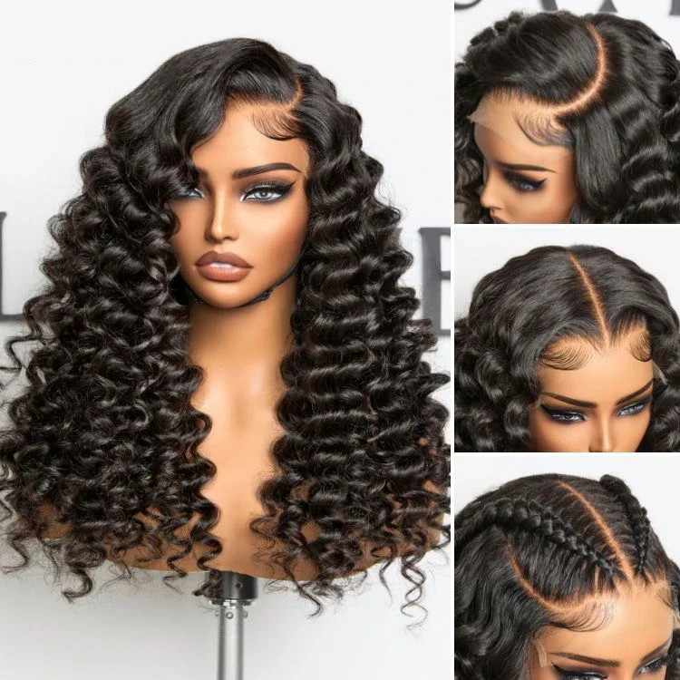 210% Density Wand Curl Lace Front Human Hair Wigs Glueless Wigs