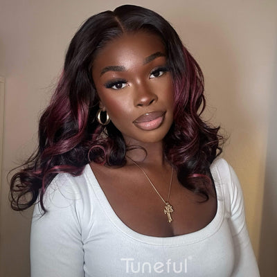 Tuneful Pink Highlight Colored Body Wave 13x6 Lace Front 6x5 Wear Go Human Hair Wigs