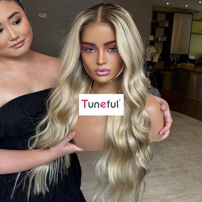 Tuneful Special Customised Rich Girl Vibe Blonde Highlight Human Hair Wig