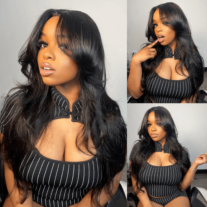 Tuneful Curtain Bangs Body Wave 6x5 Wear Go 13x6 Lace Front 5x5 Lace Closure Human Hair Wigs