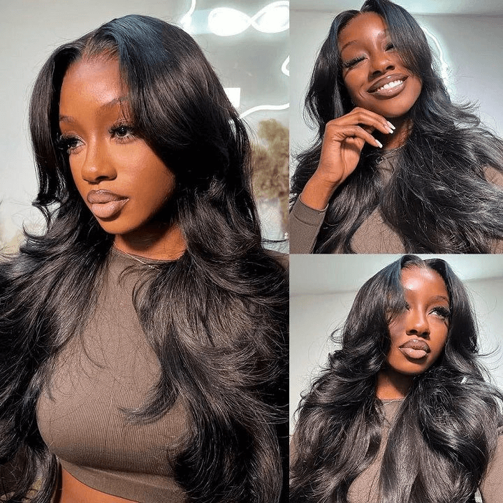 Tuneful Curtain Bangs Body Wave 6x5 Wear Go 13x6 Lace Front 5x5 Lace Closure Human Hair Wigs