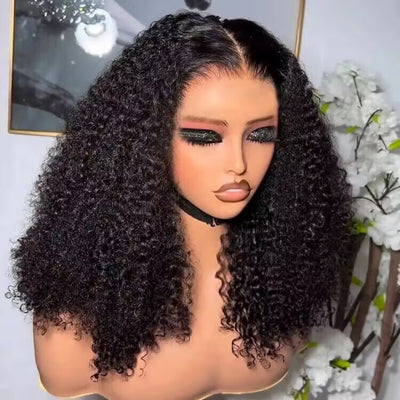 Tuneful Ready To Wear Glueless 6x4 Pre-Bleached Pre-Cut Pre-Plucked Lace Human Hair Kinky Curly Wigs