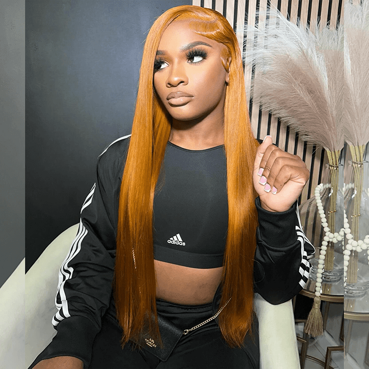 Tuneful Light Ginger 13x6 6x5 Lace Front Closure Ready To Wear Colored Glueless Human Hair Wigs