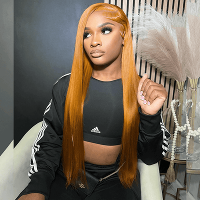 Tuneful Light Ginger 13x6 6x5 Lace Front Closure Ready To Wear Colored Glueless Human Hair Wigs