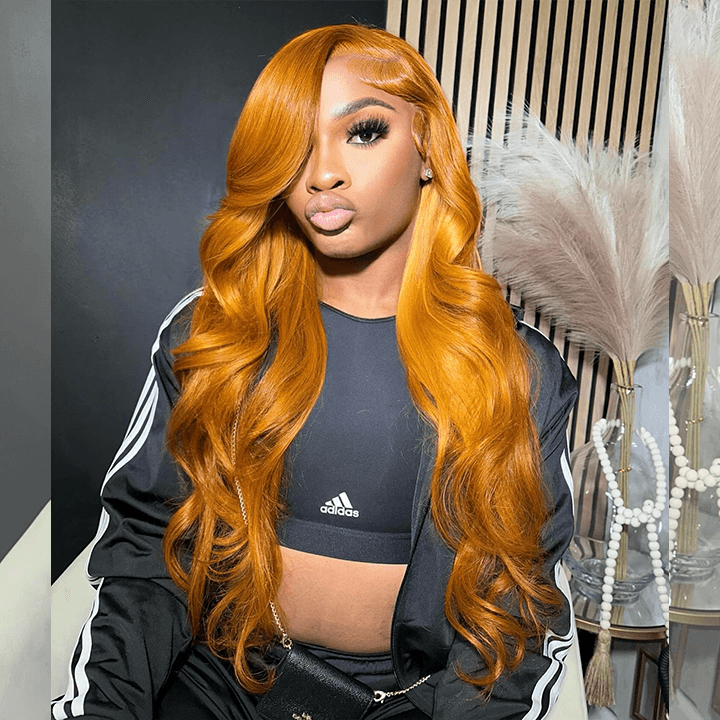Tuneful Light Ginger 13x6 6x5 Lace Front Closure Ready To Wear Colored Glueless Human Hair Wigs