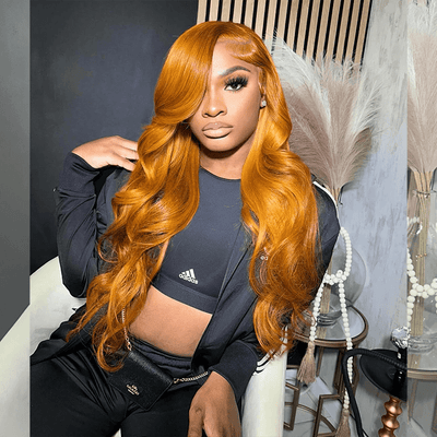 Tuneful Light Ginger 13x6 6x5 Lace Front Closure Ready To Wear Colored Glueless Human Hair Wigs