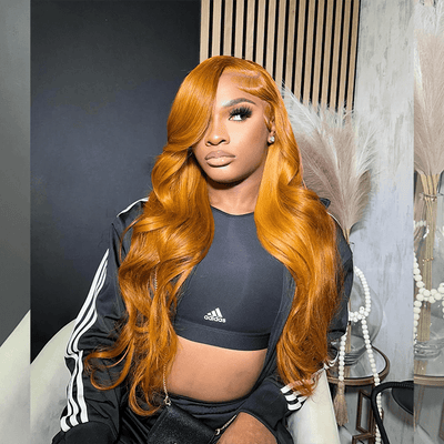 Tuneful Light Ginger 13x6 6x5 Lace Front Closure Ready To Wear Colored Glueless Human Hair Wigs