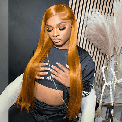 Tuneful Light Ginger 13x6 6x5 Lace Front Closure Ready To Wear Colored Glueless Human Hair Wigs