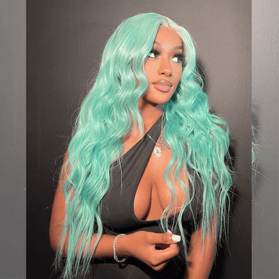 Tuneful Special Customise Baby Blue Colored 13x4 13x6 Lace Front Human Hair 613 Frontal Wigs 180% Density