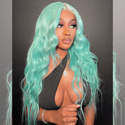 Tuneful Special Customise Baby Blue Colored 13x4 13x6 Lace Front Human Hair 613 Frontal Wigs 180% Density