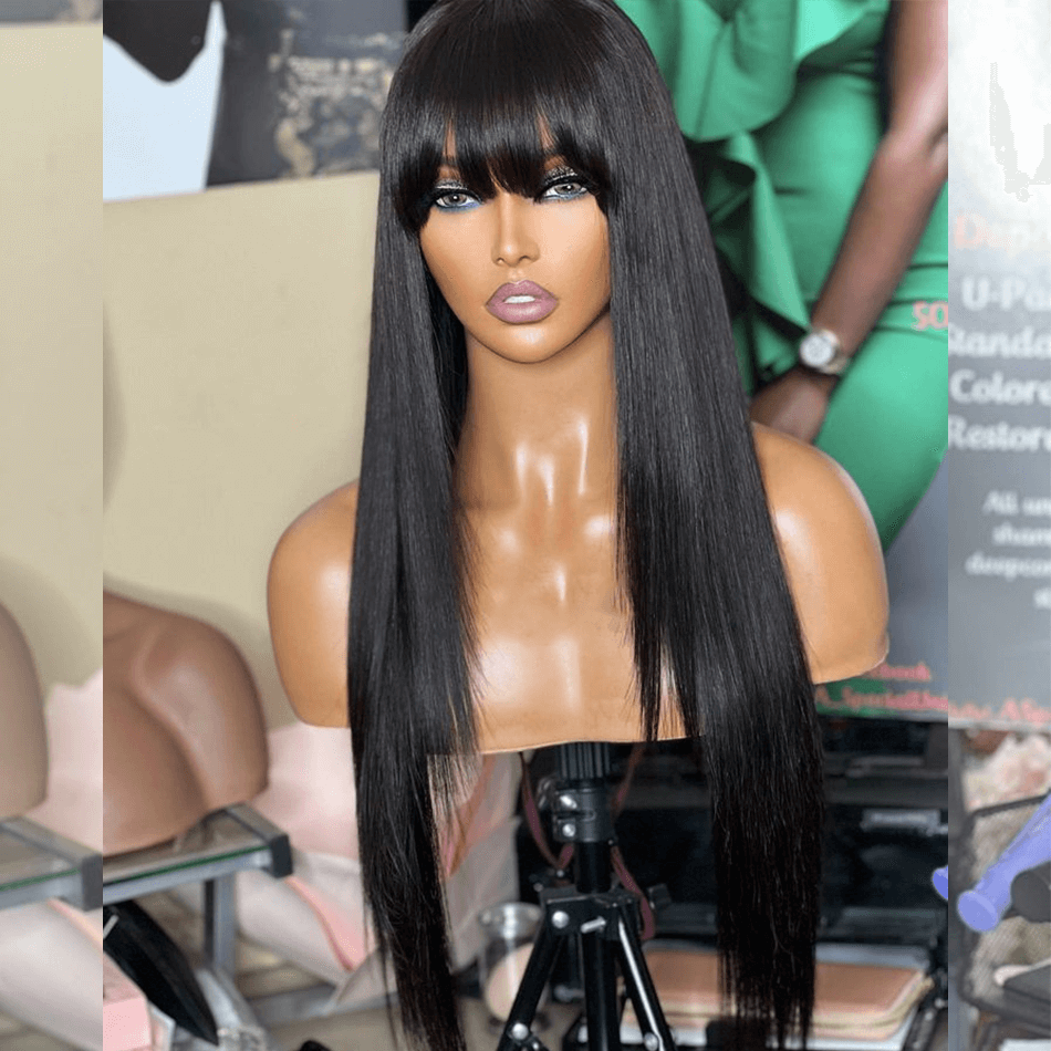 Tuneful Human Hair Wigs With Bang Affordable Machine Made Fashion Wig