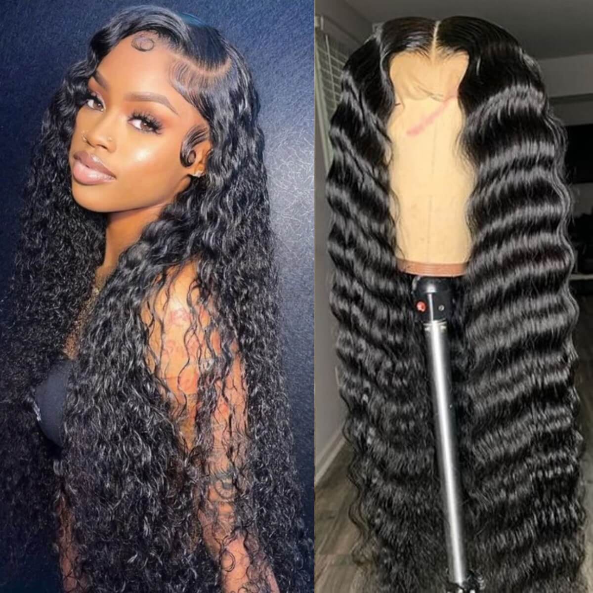 Tuneful 13x6 Transparent Lace Front Human Hair Wigs Brazilian Deep Wave 6x5 Ready Go Wigs