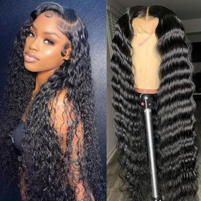 Tuneful 13x6 Transparent Lace Front Human Hair Wigs Brazilian Deep Wave 6x5 Ready Go Wigs