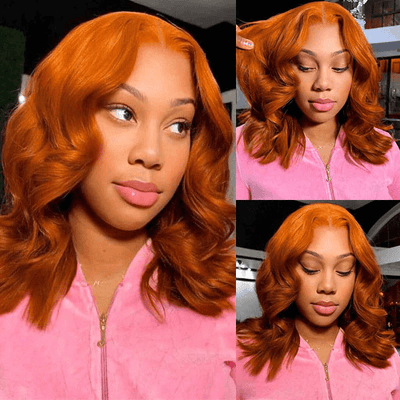 Tuneful Glueless Elegant Ginger Colored 13x6 Lace Front 6x5 Wear Go Human Hair Body Wave Wigs