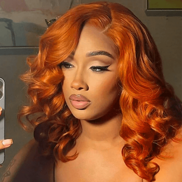 Tuneful Glueless Elegant Ginger Colored 13x6 Lace Front 6x5 Wear Go Human Hair Body Wave Wigs