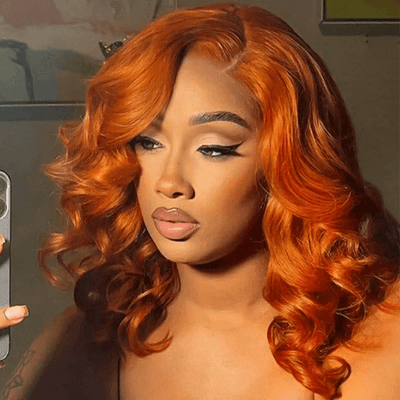 Tuneful Glueless Elegant Ginger Colored 13x6 Lace Front 6x5 Wear Go Human Hair Body Wave Wigs