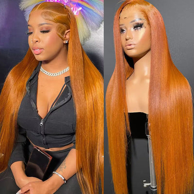 Tuneful Super Deal Ginger Colored 4x6 Ready Go 13x6 Lace Frontal Human Hair Wigs 180% Density