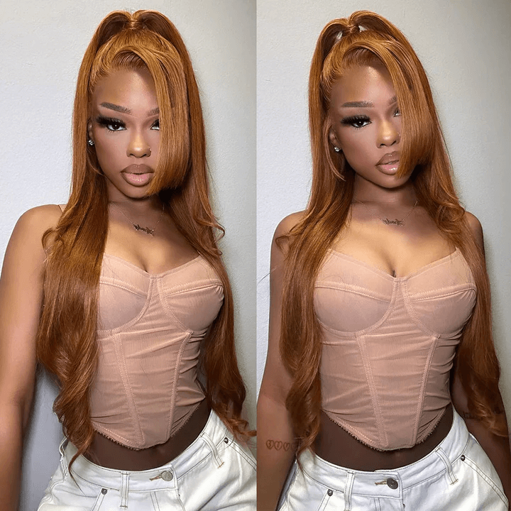 Tuneful Super Deal Ginger Colored 4x6 Ready Go 13x6 Lace Frontal Human Hair Wigs 180% Density Ekane Recommened