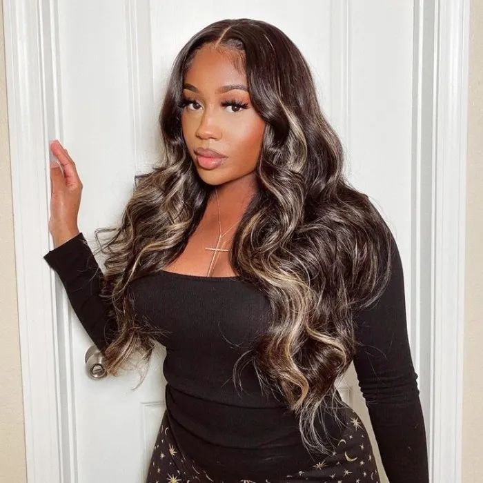 Tuneful Undetectable HD Lace #1B/27 Highlight 13×4 Full Frontal Wigs 5x5 HD Lace Body Wave Wigs