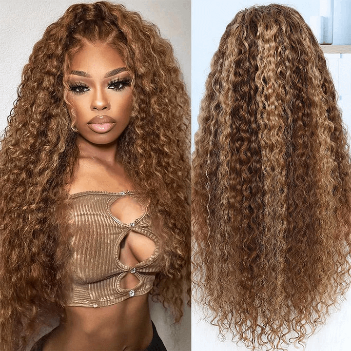 Tuneful Glueless Highlight Curly Wigs 13x6 6x5 Lace Front Closure Colored Human Hair Wigs