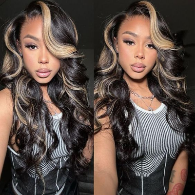Tuneful Undetectable HD Lace #1B/27 Highlight 13×4 Full Frontal Wigs 5x5 HD Lace Body Wave Wigs