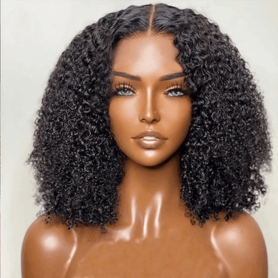 Tuneful Glueless Short Kinky Curly Lace Closure Human Hair Bob Wigs Ready To Wear