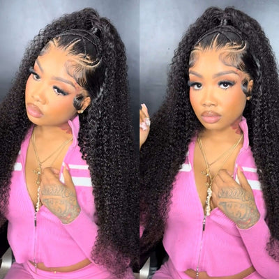 (5)-28 inch - Jerry Curly 13x6 Lace Front  Malaysian Human Hair Wigs