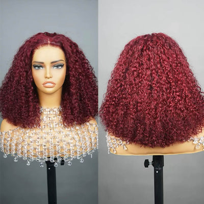 Super Deal Summer Style 99J Burgundy Colored Curly 6x5 Wear Go Glueless Lace Human Hair Wigs