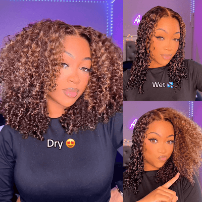 Super Deal Summer Style Blonde Highlight Colored Curly 6x5 Wear Go Glueless Lace Human Hair Wigs